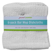 Wholesale - 6pk Bar Mop Dish Cloth Vertical Ribbed, 12x12in, UPC: 878848173824